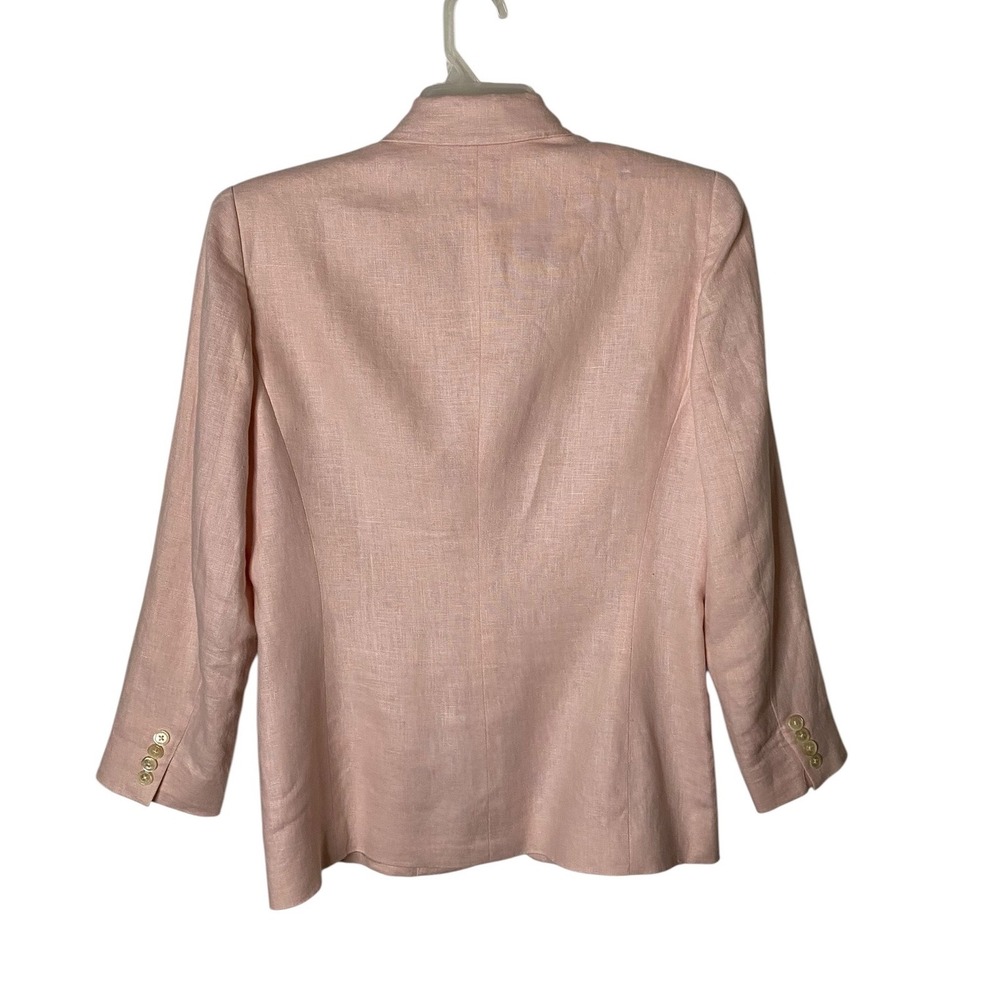 Lauren Ralph Lauren Womens Linen Blazer Pink 3-Button Lined Jacket Size 8 - Picture 2 of 4